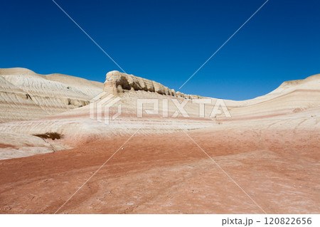 Kyzylkup plateau landscape, Mangystau desert. Rock strata formations 120822656