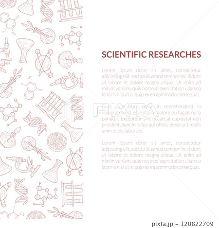 Scientific Researches Banner Template with Place for Text, Medicine, Science, Technology, Business Template Hand Drawn Vector Illustration 120822709