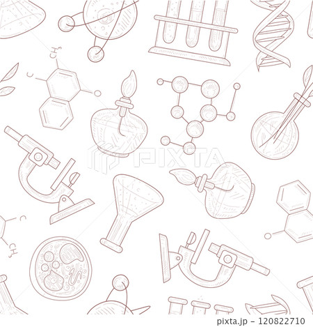 Science Seamless Pattern, Scientific Researches, Medicine, Technology Hand Drawn Vector Illustration 120822710