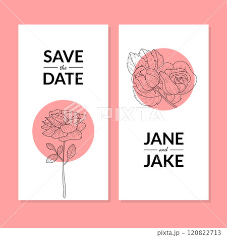 Save The Date, Wedding Invitation Card Template with Rose Flowers Vector Illustration 120822713
