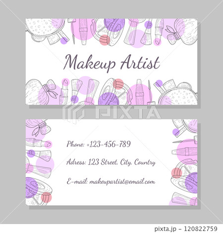 Makeup Artist Business Card, Visiting Card Template with Place for Your Text Vector Illustration 120822759