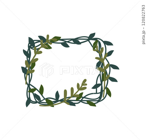 Green Leaves Frame Natural Decorative Element Can Be Used for Wedding Invitation, Save the Date, Greeting Card, Poster, Quote Vector Illustration 120822763