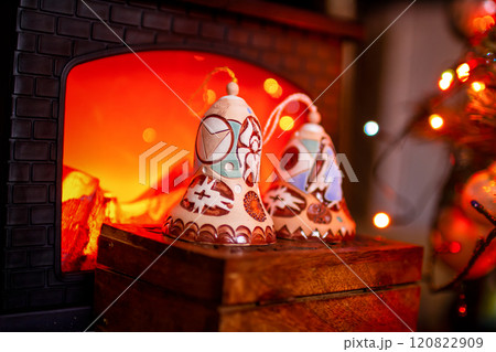 Beautiful festive decorations on the Christmas tree. New Year 2025 120822909