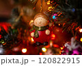 Beautiful festive decorations on the Christmas tree. New Year 2025 120822915