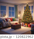 Decorated room on Christmas Eve 120822962