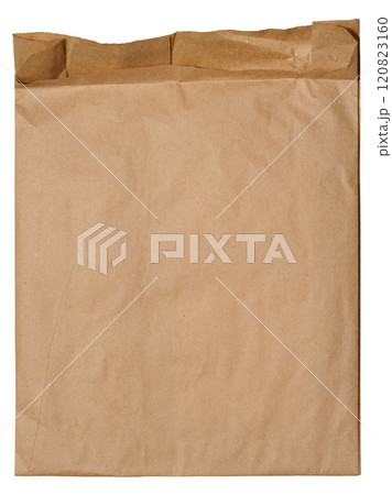 Empty brown kraft paper bag for packaging products in stores on an isolated background 120823160