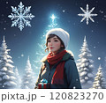 Girl with Christmas Gift 120823270