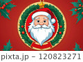 Christmas logo with Santa Claus in the center 120823271