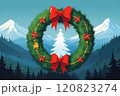 Christmas logo with a Christmas tree in the center 120823274