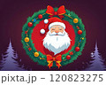 Christmas logo with Santa Claus in the center 120823275