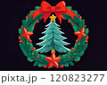 Christmas logo with a Christmas tree in the center 120823277