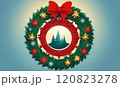 Christmas logo with a Christmas tree in the center 120823278