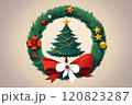 Christmas logo with a Christmas tree in the center 120823287