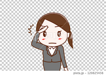 （上半身正面）キリッとした顔で敬礼して姿勢を正して了解するスーツ姿の女性 120825438