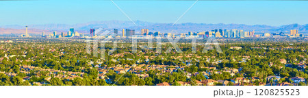 Aerial Panorama of Las Vegas Skyline and Suburbs at Golden Hour Aerial Panorama of Las Vegas Skyline and Suburbs at Golden Hour 120825523