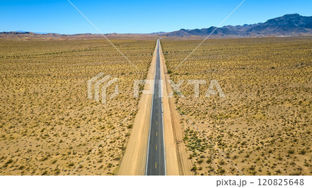 Aerial of Endless Desert Highway in Nevada 120825648