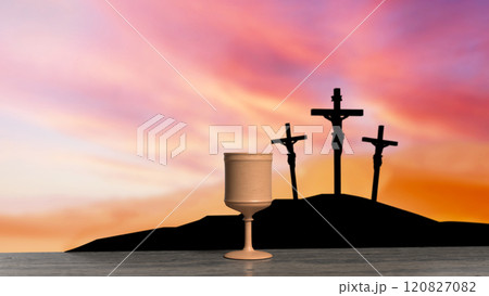 The Holy grail and cross for religious concept 3d rendering. The Holy grail and cross for religious concept 3d rendering. 120827082