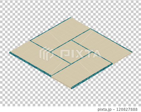 Tatami (tea room) 4.5 tatami mats, old tatami mats, isometric Tatami (tea room) 4.5 tatami mats, old tatami mats, isometric 120827888