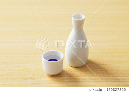 白いおちょこに注がれた日本酒 120827896