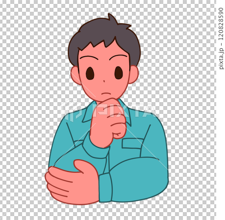 Illustration of a deformed man wearing work clothes Illustration of a deformed man wearing work clothes 120828590