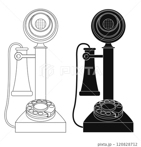 Layered editable vector illustration outline of old telephone. Layered editable vector illustration outline of old telephone. 120828712
