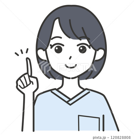 人差し指を指す看護師の女性 人差し指を指す看護師の女性 120828808