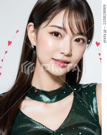 ハートちりまく女性 120829069