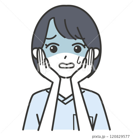 青ざめる看護師の女性 青ざめる看護師の女性 120829577