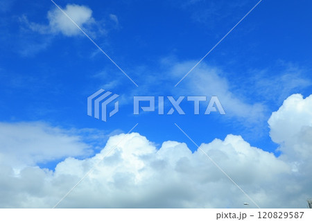 夏の空に浮かぶ白い雲 120829587