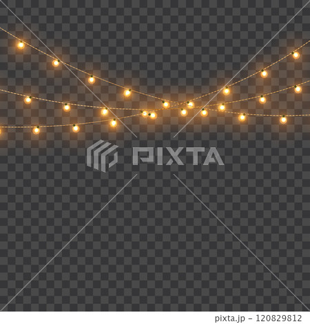 Christmas Tree Decorations with Lights, Gifts, Ornaments, and Winter Joy Vector 120829812