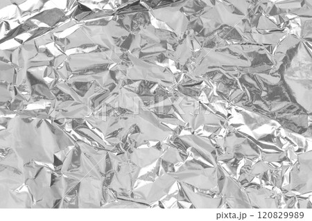 Silver foil leaf shiny texture, abstract grey wrapping paper for background and design art work. 120829989
