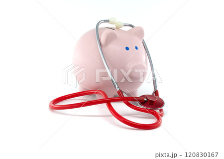 Piggy Bank With Stethoscope Representing Financial Health And Savings Piggy Bank With Stethoscope Representing Financial Health And Savings 120830167