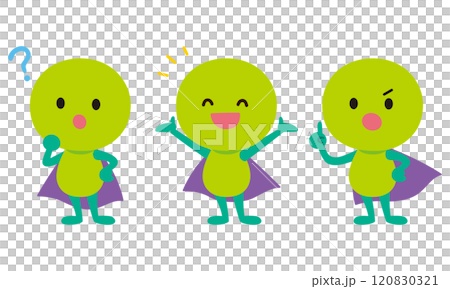 キャラクター 表情ポーズ 緑色 細胞 戦う キャラクター 表情ポーズ 緑色 細胞 戦う 120830321