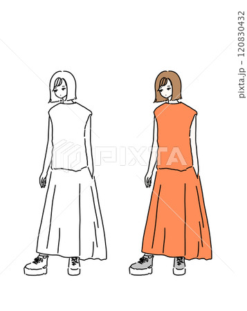 シンプルな線画の女性のイラスト 120830432
