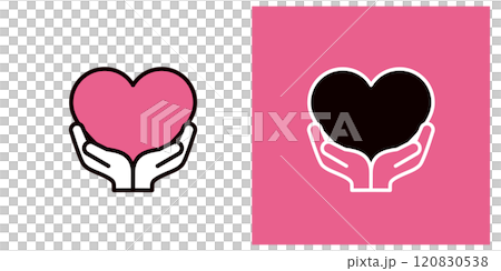 雙手捧著一顆心的圖示_手和心標記_複製空間_粗線 雙手捧著一顆心的圖示_手和心標記_複製空間_粗線 120830538