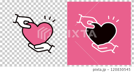 將一顆心從一隻手傳遞到另一隻手的圖示_手和心標記_複製空間_粗線_驚喜 120830545