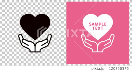 漂浮在手上方的心形圖示_手與心形標記_複製空間 120830576