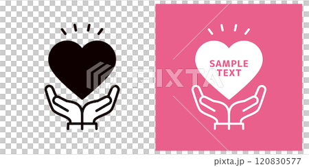 漂浮在手上方的心形圖示_手與心形標記_複製空間_驚喜 120830577