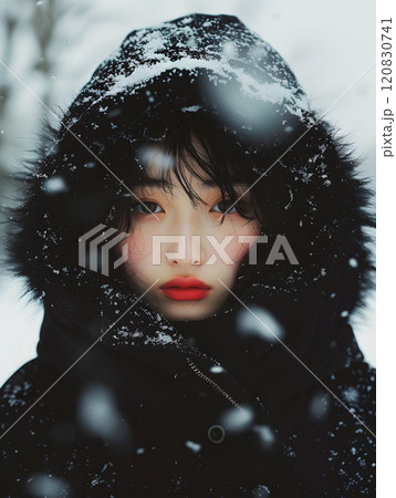 冬の魔法に包まれるアジア人女性 120830741