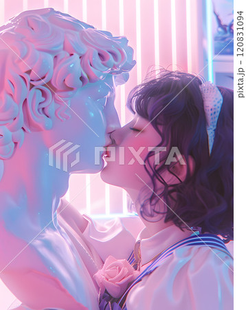 アートと現実のキス、幻想的なアジア人女性 120831094