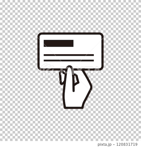 シンプルなキャッシュカードを持つ手のアイコンイラスト素材 120831719