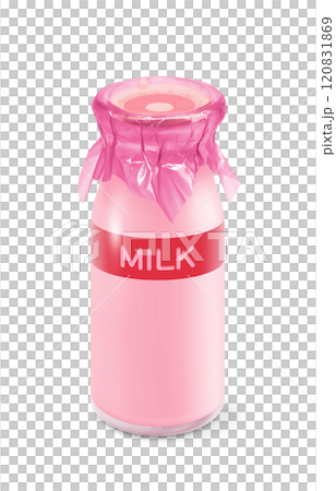 Strawberry milk milk bottle illustration realistic Strawberry milk milk bottle illustration realistic 120831869