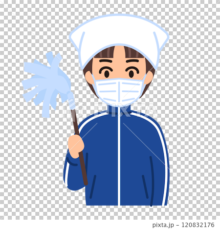そうじをする男性のイラスト そうじをする男性のイラスト 120832176