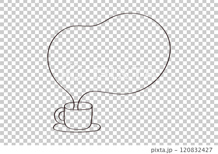 Illustration of a cup and steam text space 120832427
