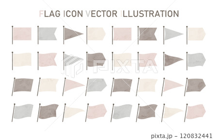 フラッグの水彩風ベクターイラストセット 120832441