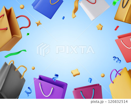 3d sale promotion concept. Render shopping banner. 120832514
