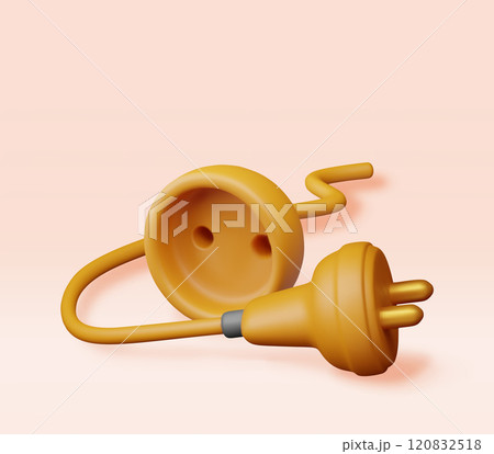 3D electric plug and socket isolated. 3D electric plug and socket isolated. 120832518
