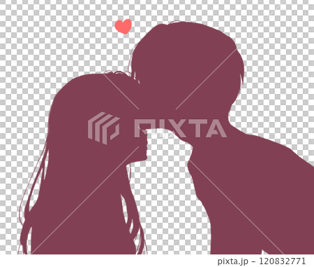 でこちゅー　男女　影絵 120832771