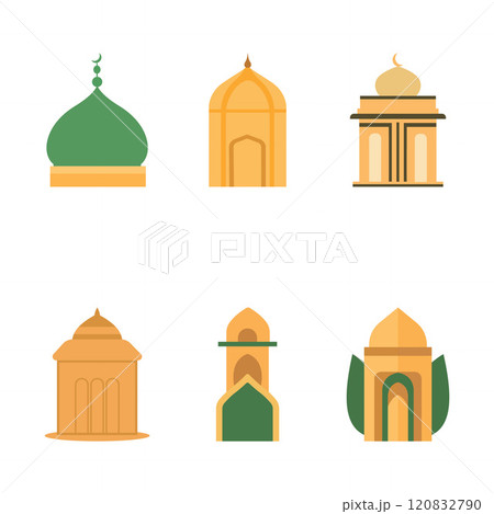 Islamic Symbol Elements Set of Golden Muslim Mosque Dome in Ramadan Islamic Symbol Elements Set of Golden Muslim Mosque Dome in Ramadan 120832790
