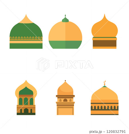 Islamic Symbol Elements Set of Golden Muslim Mosque Dome in Ramadan Islamic Symbol Elements Set of Golden Muslim Mosque Dome in Ramadan 120832791